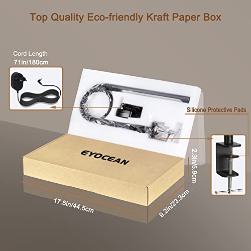 Eyocean 12W Desk Lamp, with Clamp, Eye Protection LED, Adjustable Color Temperature, Touch Control, Memory and Timing Function, for Beautiful Crafts Reading Enjoyment