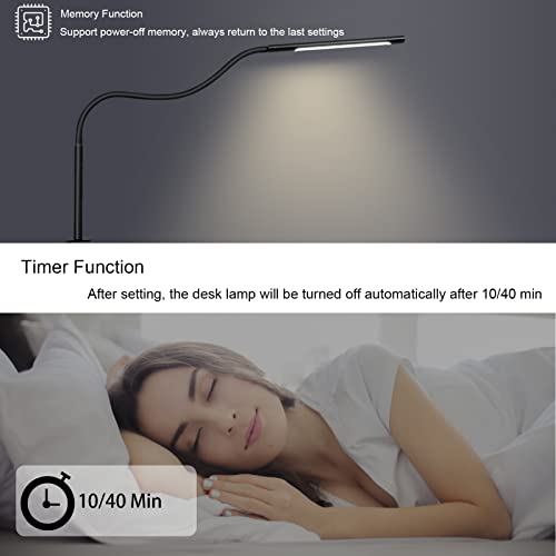 Eyocean 12W Desk Lamp, with Clamp, Eye Protection LED, Adjustable Color Temperature, Touch Control, Memory and Timing Function, for Beautiful Crafts Reading Enjoyment