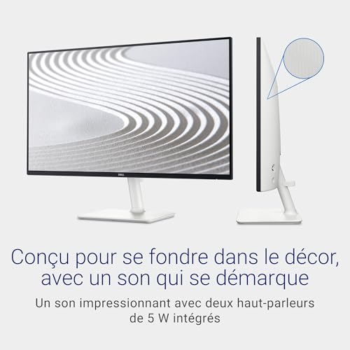 Dell S2425H 24" Full HD (1920x1080) Écran PC, 100Hz, IPS, 4ms, 99% sRGB, Haut-parleurs intégrés, Bords Ultra-Fins, 2X HDMI, Garantie 3 Ans, Blanc