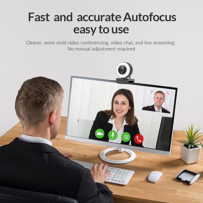 Angetube Webcam pour Le Streaming De Jeux en Streaming 1080P/Anneau Lumineux Réglable Intégré/Autofocus (AF) Avancé Streamer Webcam pour Xbox One Gamer, Facebook Et Youtube Streamer