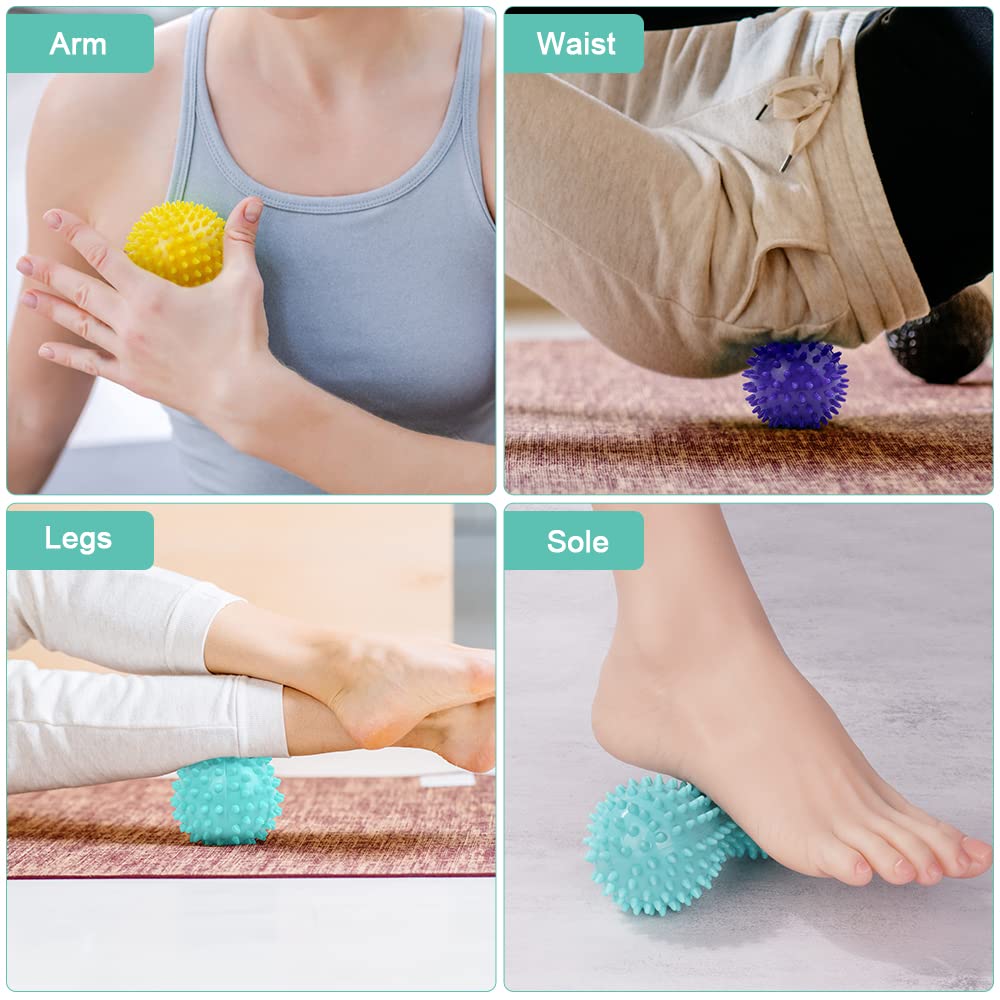 URAQT Set unique de 3 balles de massage différentes, Massage de Trigger Point, Boule Myofasicale, Boule d'exercice, Balle de Massage Pour Masser les Pieds, dos, épaules, Bras