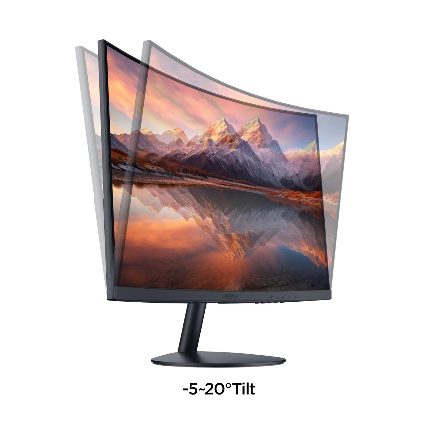 KOORUI Écran PC Incurvé - Dalle VA 23.6 Pouces, Résolution FHD (1920 x 1080), 1800R, 60Hz, 5ms, HDMI, VGA, Réglage de l’Inclinaison, Angle de Vision de 178°, Ecran pc Gamer Incurvé, Noir