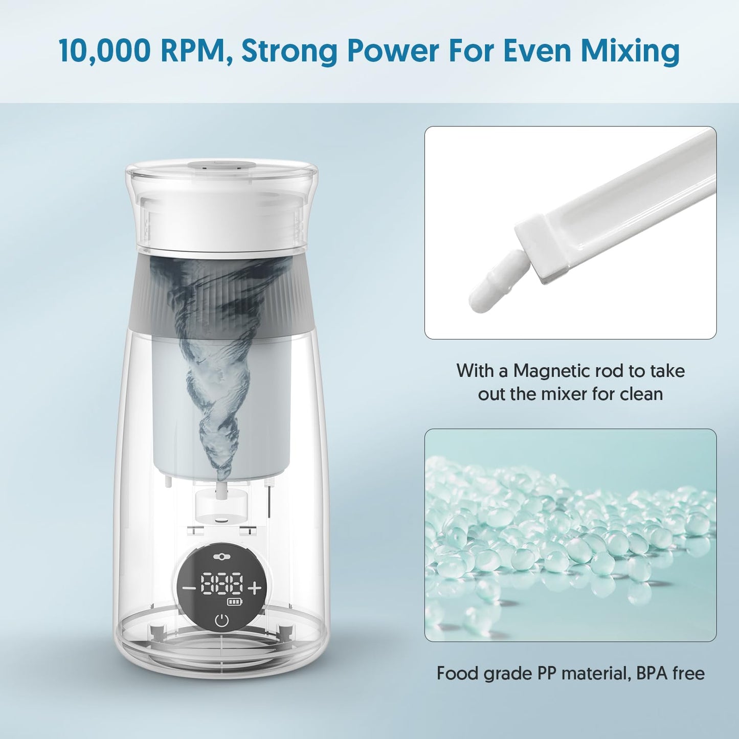 Portable Bottle Warmer, Instant Automatic Bottle Warmer and Mixer for Breast Milk or Formula, with LED Digital Temperature Display, Ideal for Travel