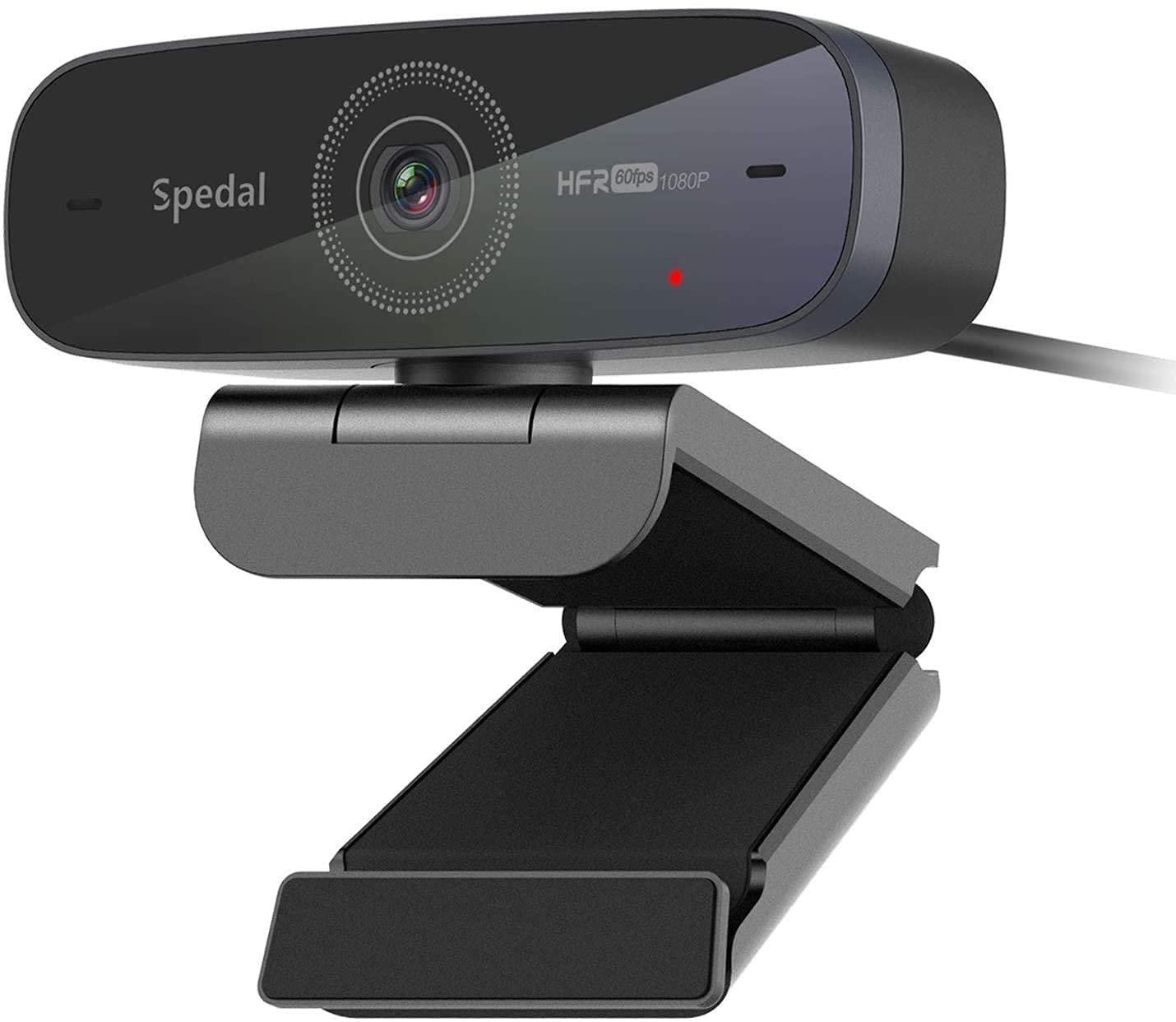 Spedal Webcam 1080P 60fps, Double Microphones Stéréo, Autofocus Live Streaming Caméra Web pour Skype Facebook OBS XSplit, Webcam Compatible avec Linux Mac OS Windows 10/8/7