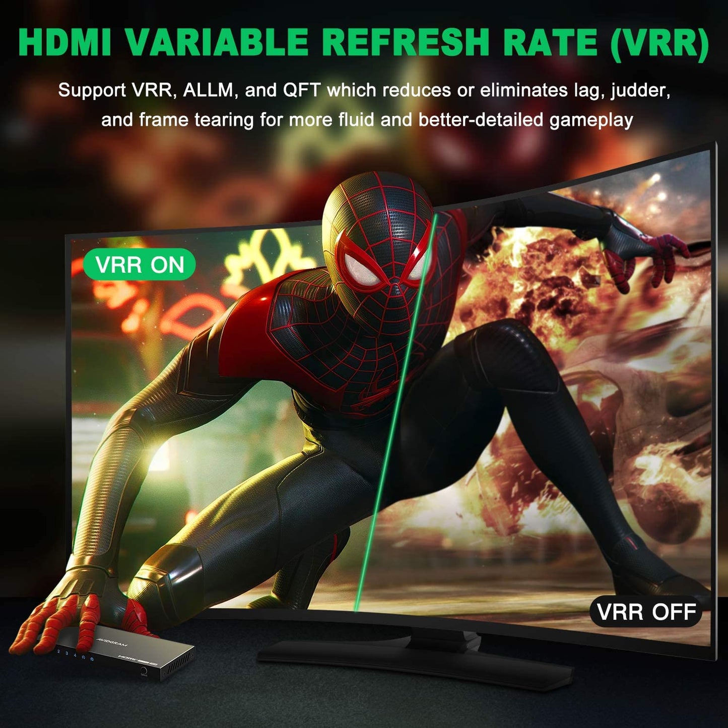 HDMI 2.1 Switch 8K 60Hz, AVIDGRAM HDMI Commutateur 4 entrées 1 Sortie avec IR télécommande, 4 Port 4K 120Hz Auto HDMI Selector Hub Support 8K 48Gbps pour Xbox Series X PS4 Pro PS5 UHD TV