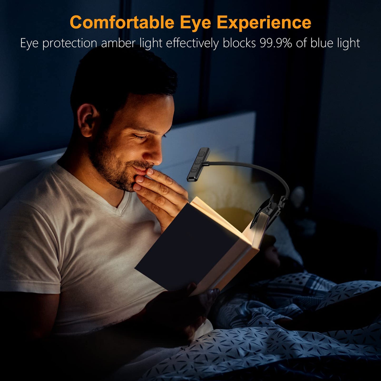 Gritin Lampe de Lecture 19 LED, Liseuse Clip Rechargeable, Protection des Yeux, Gradation en Continu & 3 Couleurs (Ambre/Blanc/Mixte), 360° Cou Flexible, Longue Durée, Portable pour Lire au Lit