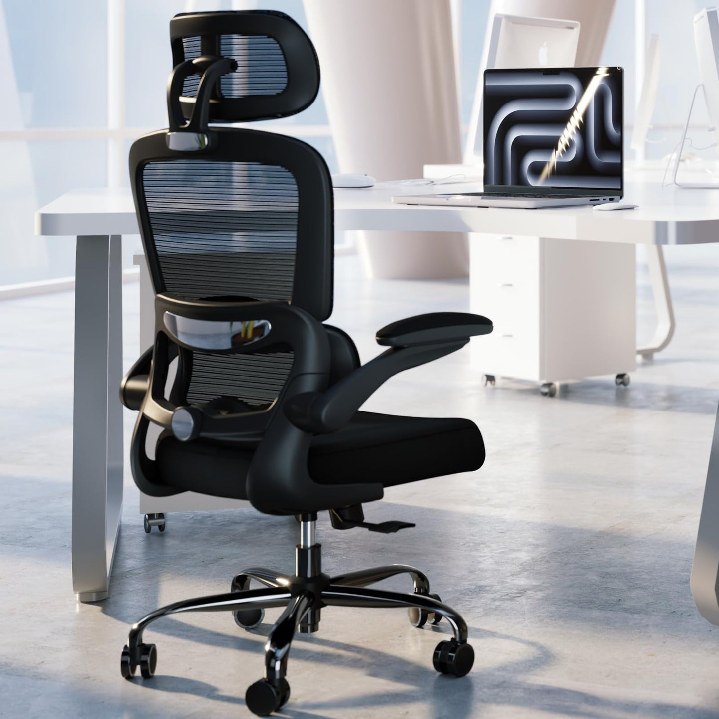 TRALT Chaise de Bureau Ergonomique Mesh - Ordinateur de Bureau avec Roues, Hauteur Réglable, Pivotante, Chaise de Travail (Noir)