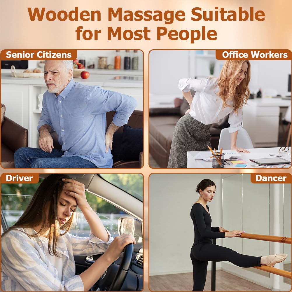 ACWOO Rouleau Massage Bois, 8PCS Ensembles d'outils de Massage en Bois Kit Maderotherapie, Masseur Anti Cellulite Drainage Lymphatique, Masseur Bois de Anti Cellulite Kit Massage Bois Professionnelle