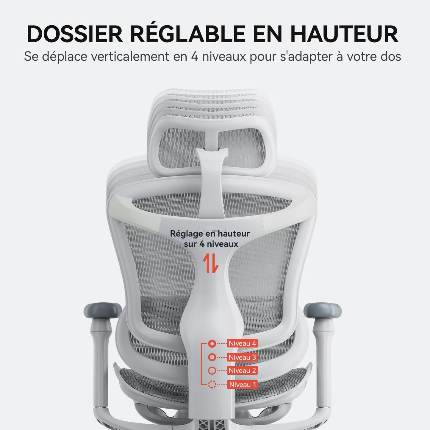 SIHOO Doro C300 Chaise de Bureau Ergonomique avec Accoudoirs Ultra Doux en 3D, Soutien Lombaire Dynamique pour Chaise Bureau à Domicile, Fauteuil de Bureau avec Dossier réglable(Blanc)