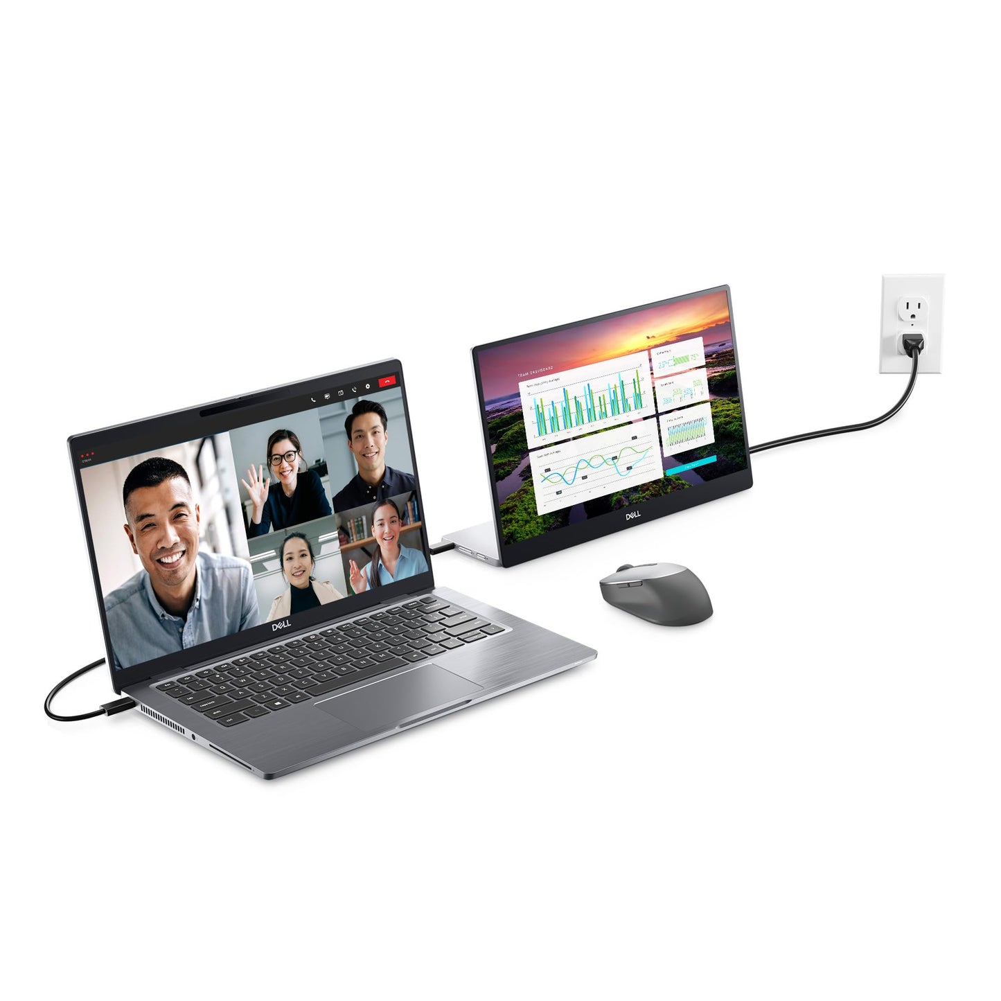 Dell P1424H 14" Full HD (1920x1080) Écran Portable, 60Hz, IPS, 6ms, 2X USB-C, Garantie 3 Ans, Argent