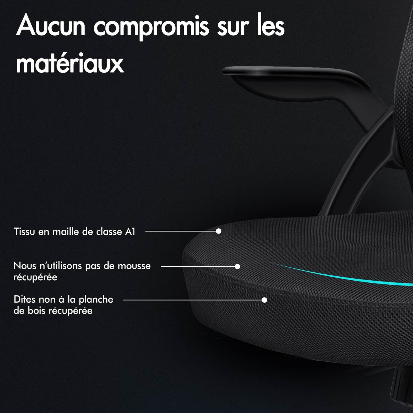 ALFORDSON Chaise de Bureau avec Support Lombaire pour Bureau à Domicile, Chaises D'ordinateur en Maille avec Appui-Tête, Accoudoir Rabattable, Chaise de Bureau Pivotante Inclinable, Noir
