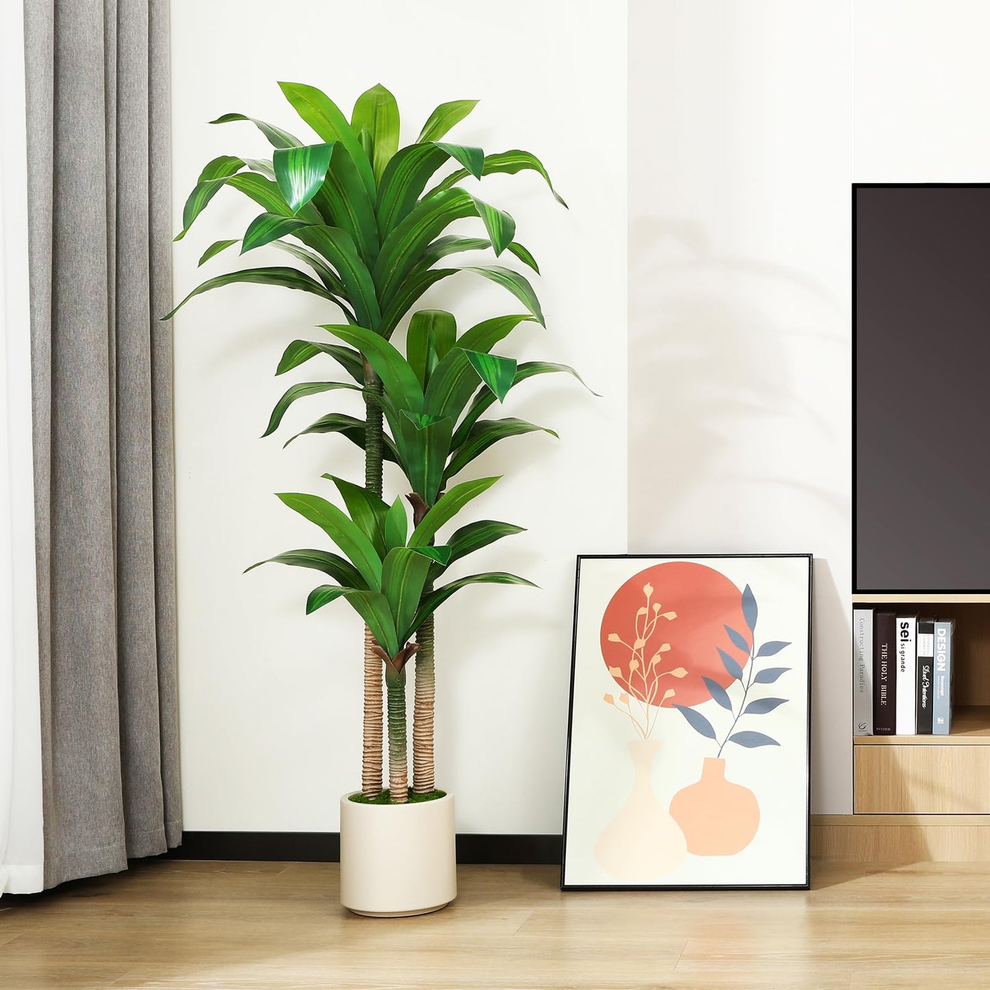 Kazeila Arbre Dragon Artificiel 150cm Fausse Plante en Pot Grande Plante Artificielle Interieur pour Maison Bureau Jardin Décoration(1Pack)