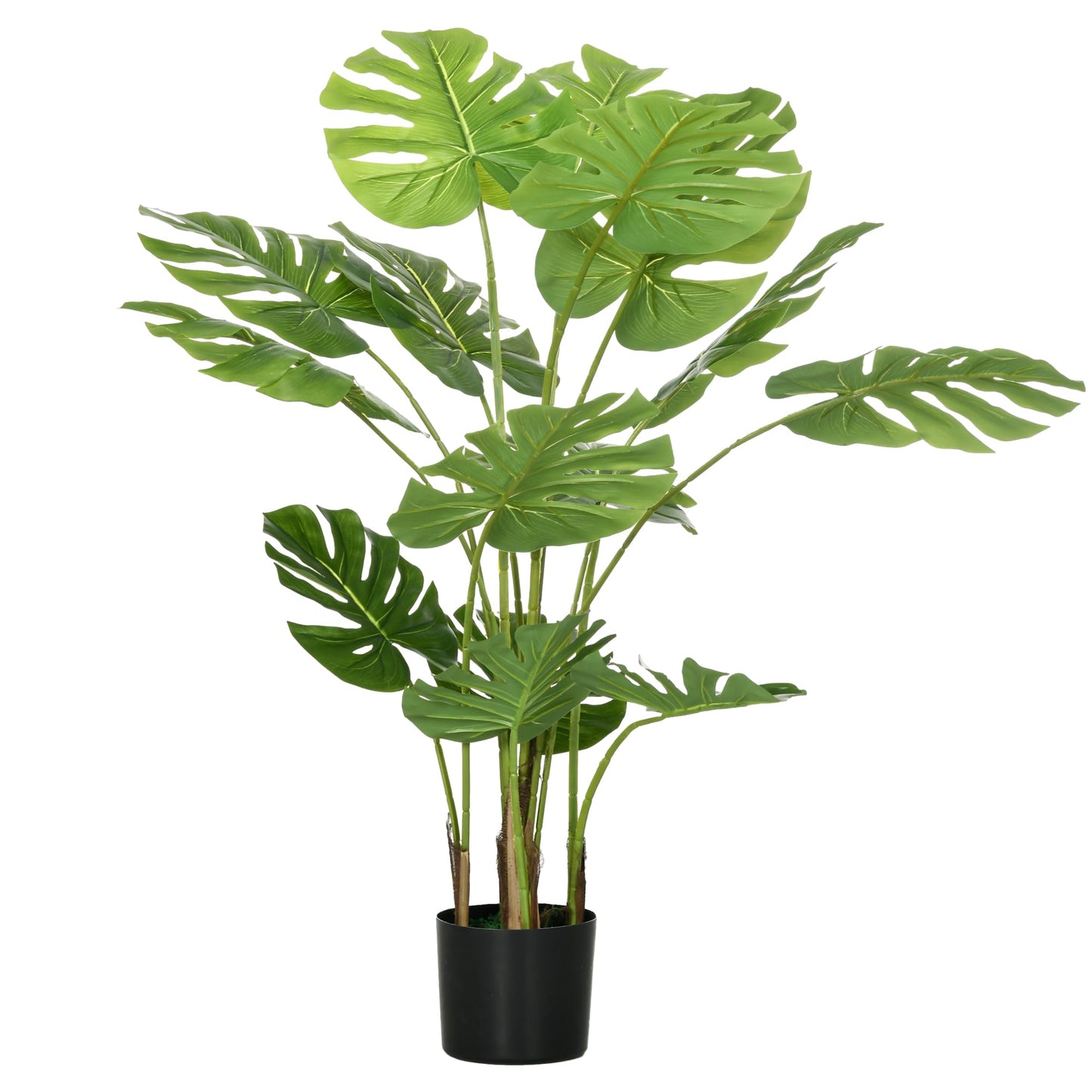 HOMCOM Plantes artificielles, Monstera Deliciosa, 120 cm de plante artificielle avec 15 branches, plante d'intérieur, arbre artificiel, plante décorative pour l'intérieur, vert