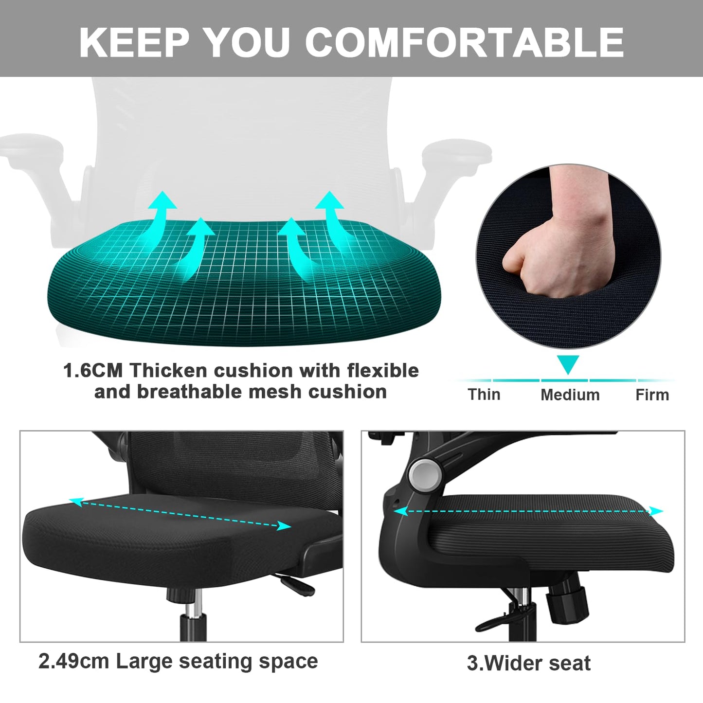 LEVIPE Chaise de Bureau - Ergonomique avec Support Lombaire, Accoudoirs, Appuie-tête réglables, Fauteuil d'ordinateur Pivotant à Haut Dossier Confortable pour Bureau à Domicile
