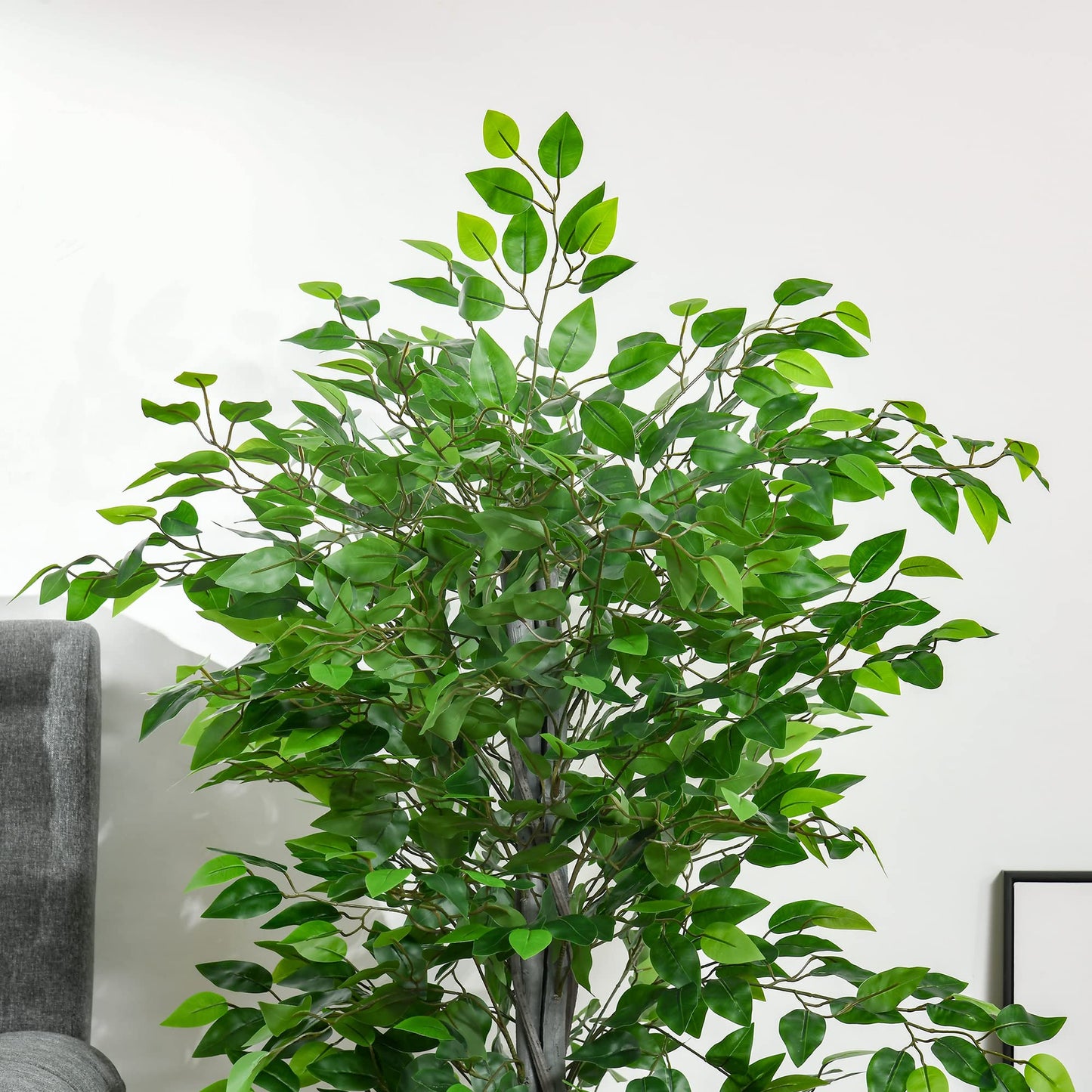 HOMCOM Arbre Artificiel Plante Artificielle ficus H.1,35 m Tronc Branches Liane Lichen Feuilles Grand réalisme Pot Inclus