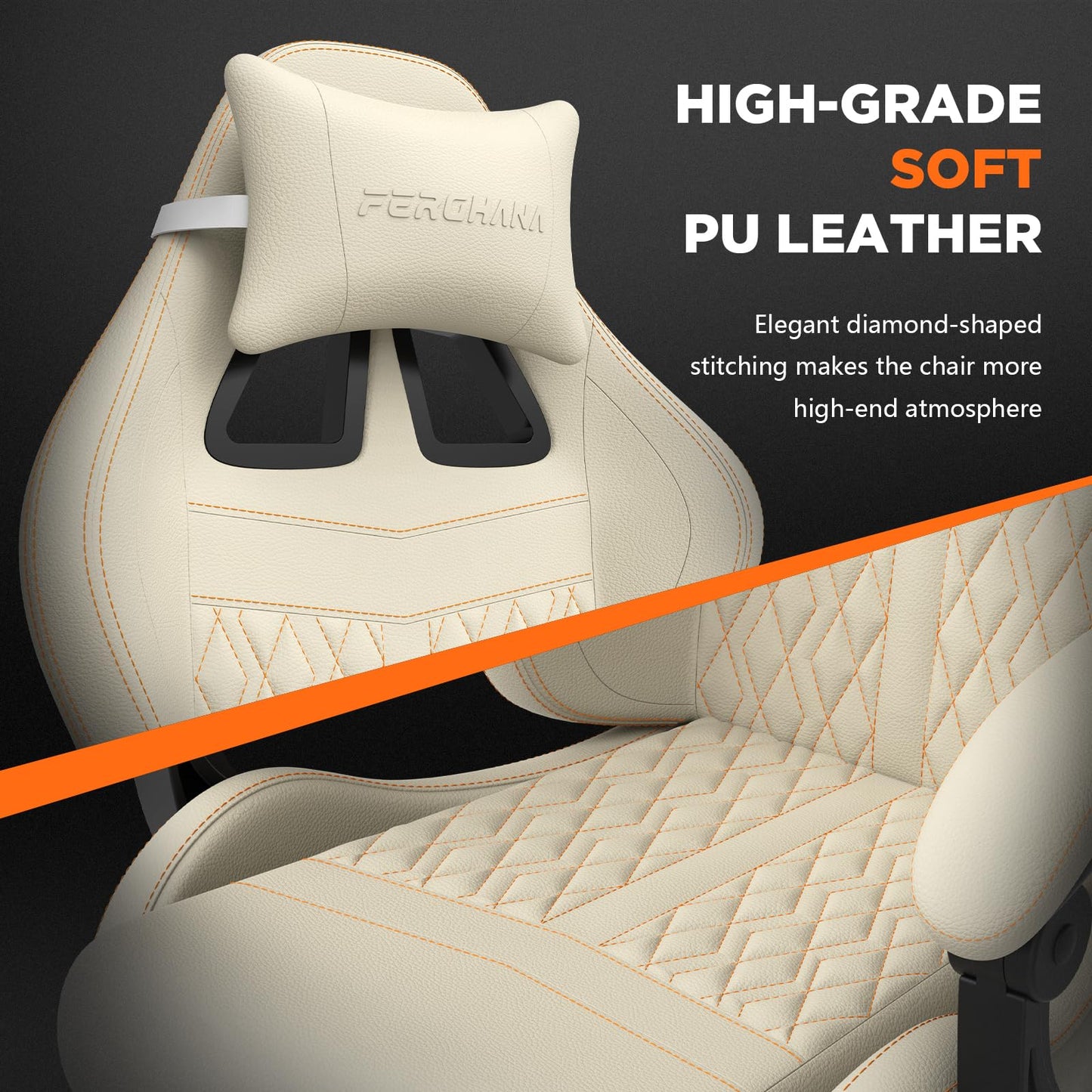 Ferghana Chaise Gaming Ergonomique,Fauteuil Gamer,Siège Bureau Gamer Chaise Bureau avec Réglable Appui-tête,Support Lombaire,Repose-Pied,Télescopiquetissu Respirant,Siege Gaming Racing,Blanc