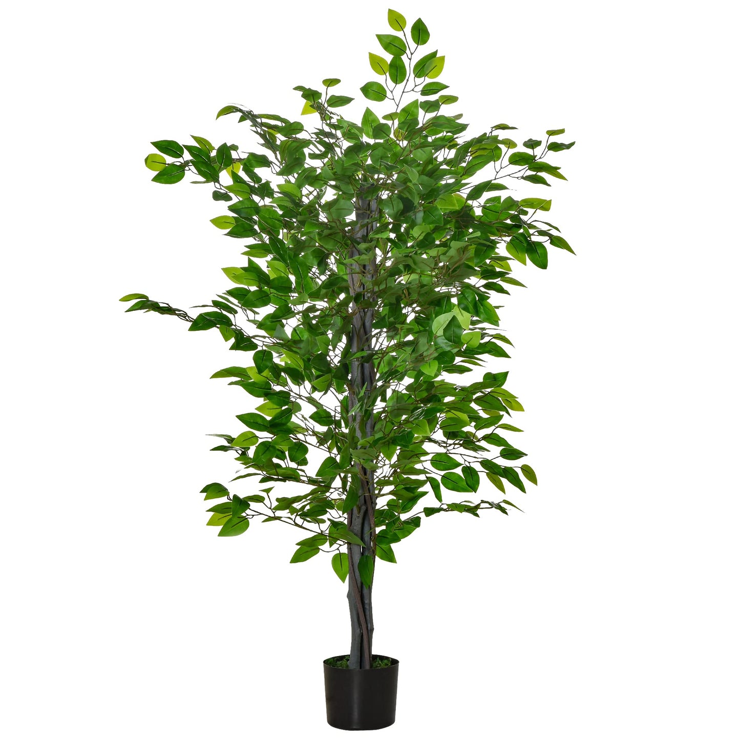 HOMCOM Arbre Artificiel Plante Artificielle ficus H.1,35 m Tronc Branches Liane Lichen Feuilles Grand réalisme Pot Inclus