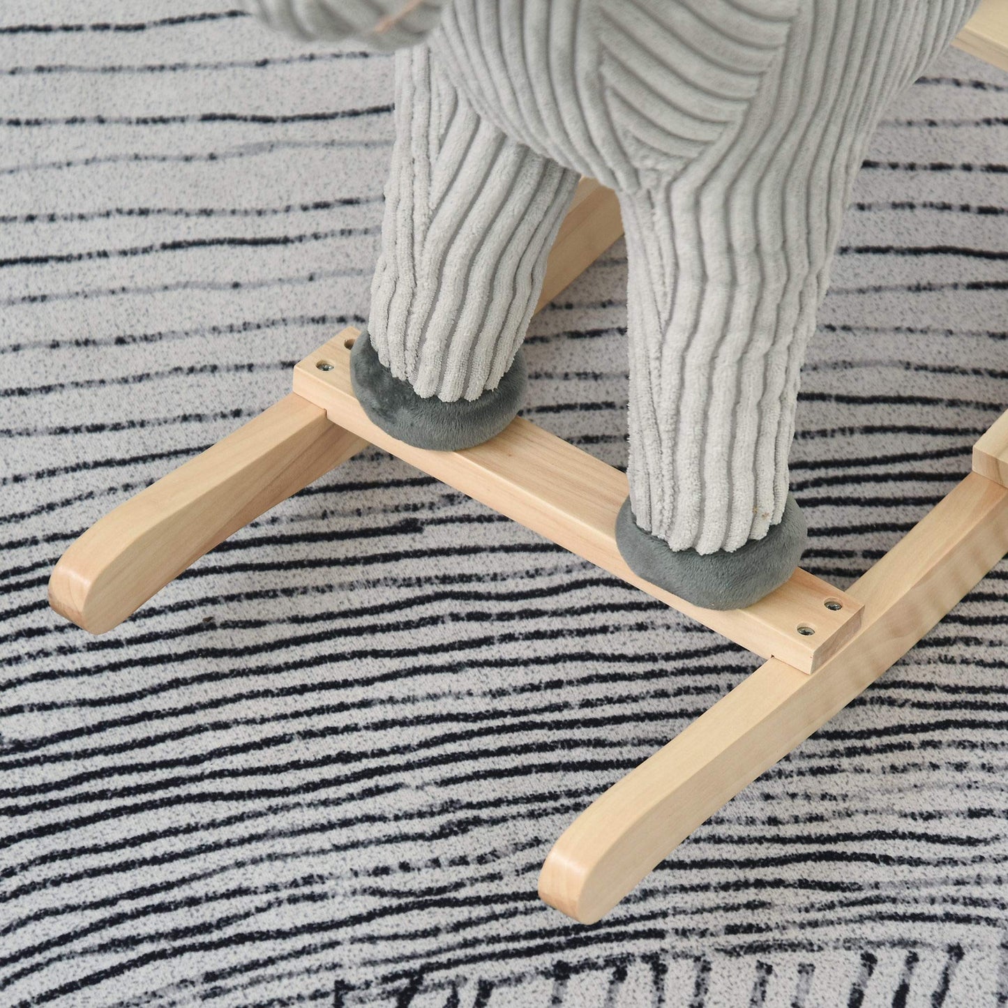 HOMCOM Cheval à Bascule pour Enfant, Jouet à Bascule en Peluche, en Forme de Cheval, à Effets sonores, avec poignées, pédale, pour 36-72 Mois, 73L x 35l x 64H cm, Gris et Blanc