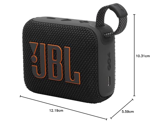 JBL GO 4, Enceinte Bluetooth ultra-portable, son JBL Pro, basses percutantes, 7 heures d'autonomie, fonction Playtime Boost, résistante à l'eau et à la poussière IP67, noir