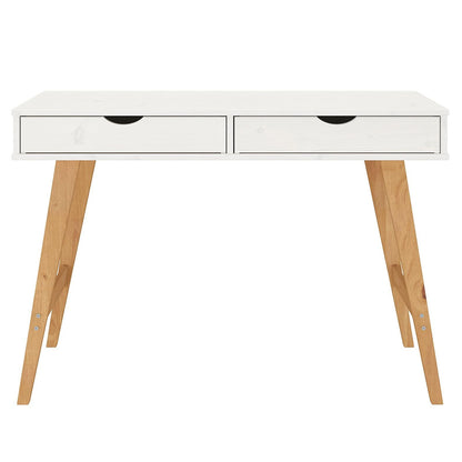 IDIMEX Bureau Milo en pin Massif lasuré Blanc avec 2 tiroirs de Rangement