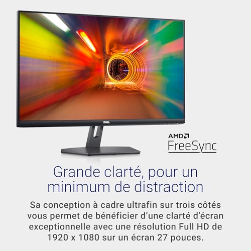 Dell S2721NX 27" Full HD (1920x1080) Écran PC, 75Hz, IPS, 4ms, AMD FreeSync, Bords Ultra-Fins, 2x HDMI, Garantie 3 ans, Noir