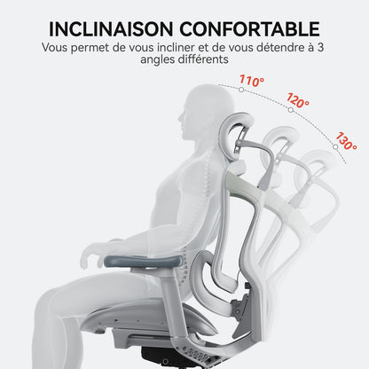 SIHOO Doro C300 Chaise de Bureau Ergonomique avec Accoudoirs Ultra Doux en 3D, Soutien Lombaire Dynamique pour Chaise Bureau à Domicile, Fauteuil de Bureau avec Dossier réglable(Blanc)