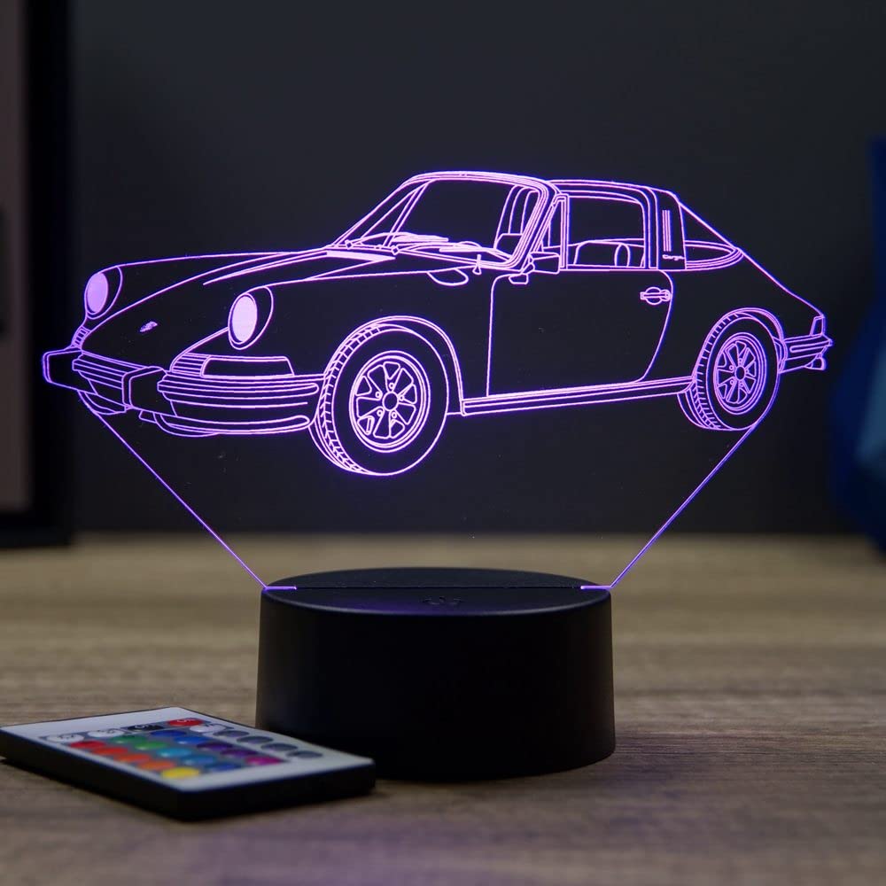 Lampe 911 Targa 1973 16 Couleurs PERSONNALISABLE, Avec Un Nom Ou Un Message, Lampe 3D, Veilleuse Ambiance Chambre, Lampe De Chevet, Porsche 911, Automobile, Voiture De Sport
