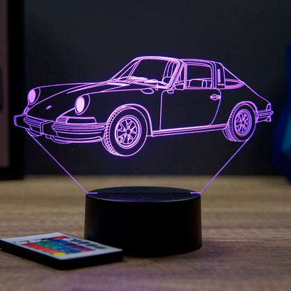 Lampe 911 Targa 1973 16 Couleurs PERSONNALISABLE, Avec Un Nom Ou Un Message, Lampe 3D, Veilleuse Ambiance Chambre, Lampe De Chevet, Porsche 911, Automobile, Voiture De Sport
