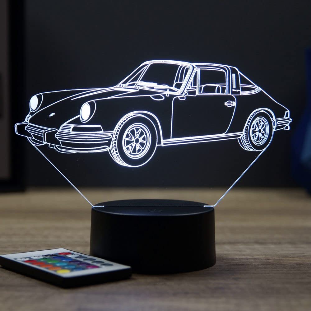 Lampe 911 Targa 1973 16 Couleurs PERSONNALISABLE, Avec Un Nom Ou Un Message, Lampe 3D, Veilleuse Ambiance Chambre, Lampe De Chevet, Porsche 911, Automobile, Voiture De Sport