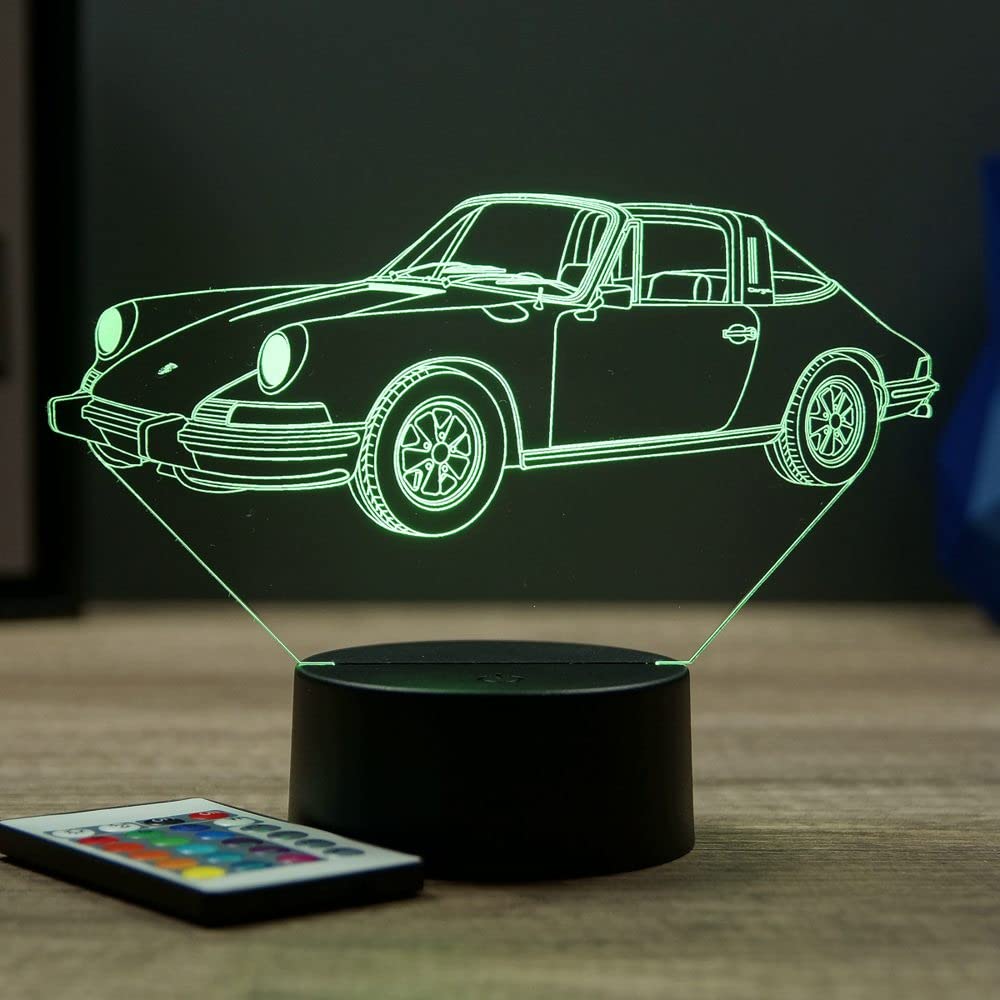 Lampe 911 Targa 1973 16 Couleurs PERSONNALISABLE, Avec Un Nom Ou Un Message, Lampe 3D, Veilleuse Ambiance Chambre, Lampe De Chevet, Porsche 911, Automobile, Voiture De Sport
