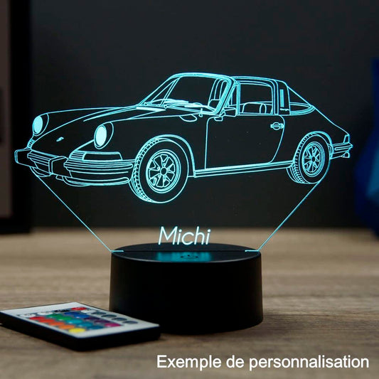 Lampe 911 Targa 1973 16 Couleurs PERSONNALISABLE, Avec Un Nom Ou Un Message, Lampe 3D, Veilleuse Ambiance Chambre, Lampe De Chevet, Porsche 911, Automobile, Voiture De Sport