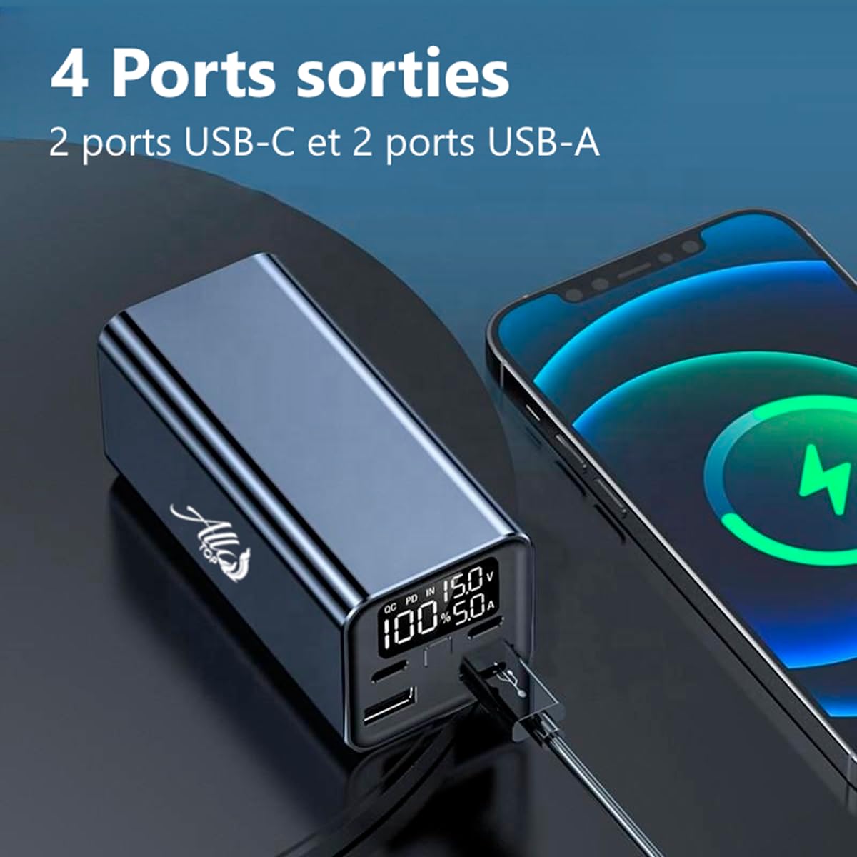 Batterie Externe 65W USB-C PD3.0 Charge Rapide | Batterie Portable Haute Capacité 20,000 mAh Compatible MacBook, Smartphones et Tablettes | USB-A QC3.0 Chargeur Nomade