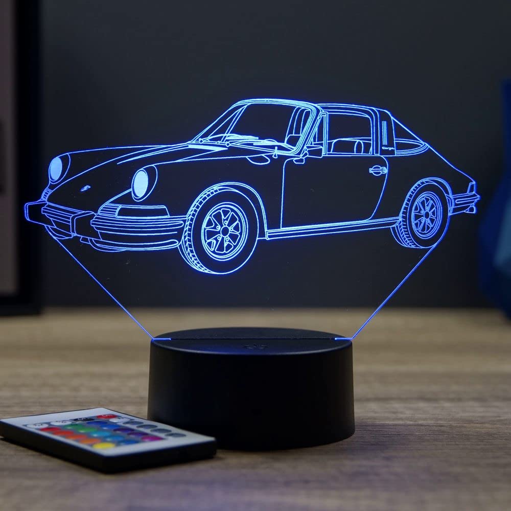 Lampe 911 Targa 1973 16 Couleurs PERSONNALISABLE, Avec Un Nom Ou Un Message, Lampe 3D, Veilleuse Ambiance Chambre, Lampe De Chevet, Porsche 911, Automobile, Voiture De Sport