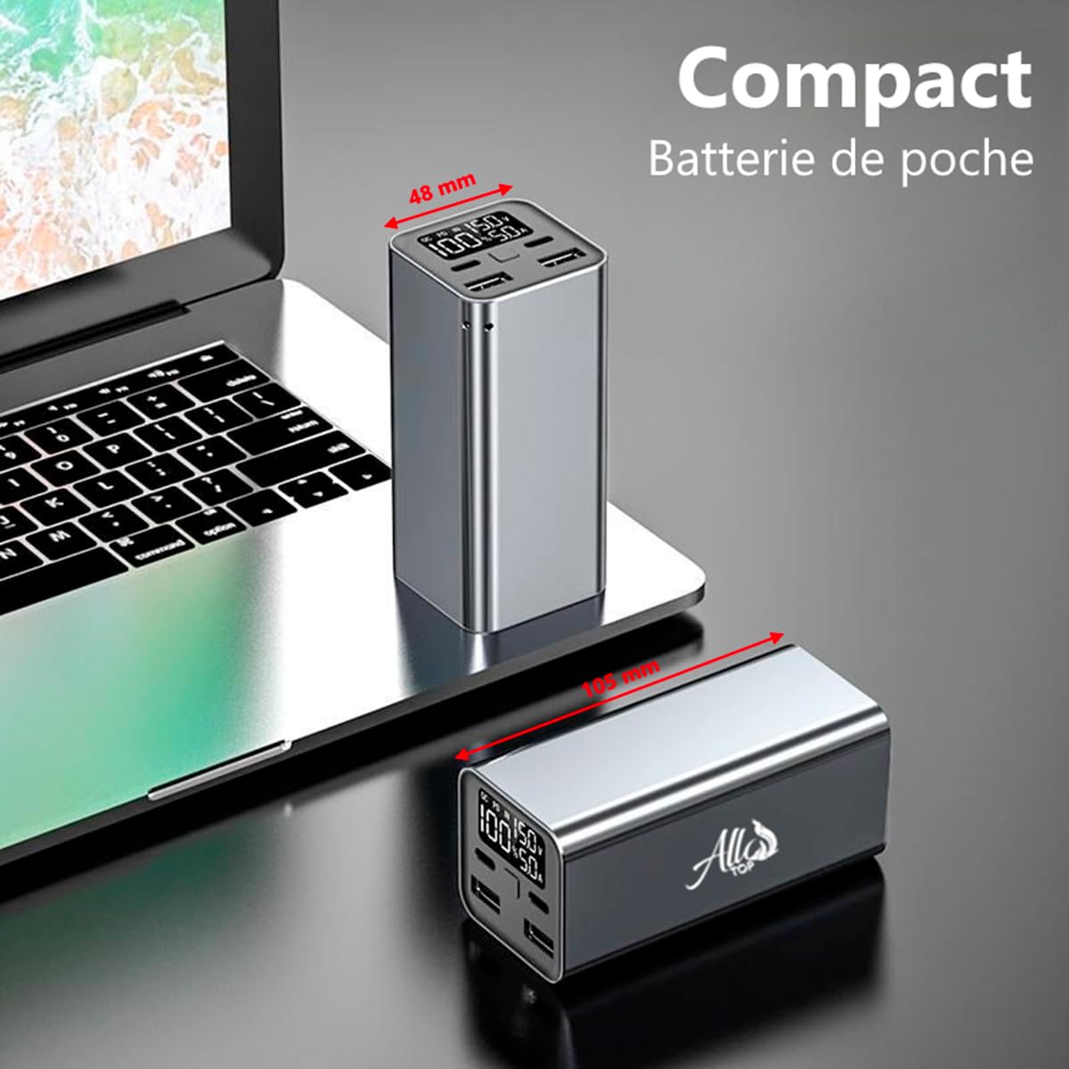 Batterie Externe 65W USB-C PD3.0 Charge Rapide | Batterie Portable Haute Capacité 20,000 mAh Compatible MacBook, Smartphones et Tablettes | USB-A QC3.0 Chargeur Nomade
