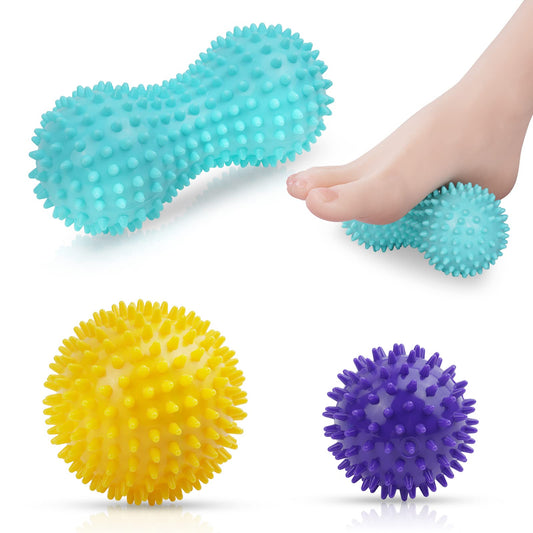 URAQT Set unique de 3 balles de massage différentes, Massage de Trigger Point, Boule Myofasicale, Boule d'exercice, Balle de Massage Pour Masser les Pieds, dos, épaules, Bras