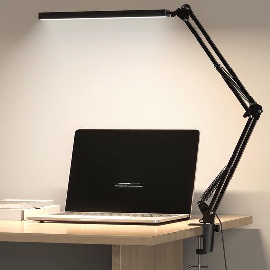 Meltrck Lampe de Bureau LED Architecte avec Pinte - 1200LM CRI≥90, 5 Modes & 11 Niveaux Luminosité, Bras Articulé 360°, Contrôle Tactile 3000K-6000K - Pour Studio/Chambre/Bureau