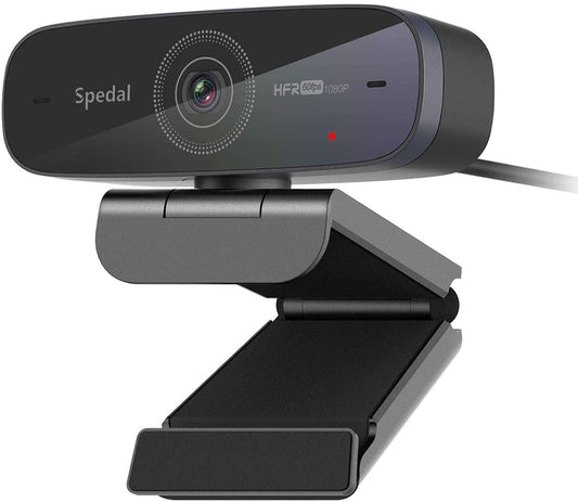 Spedal Webcam 1080P 60fps, Double Microphones Stéréo, Autofocus Live Streaming Caméra Web pour Skype Facebook OBS XSplit, Webcam Compatible avec Linux Mac OS Windows 10/8/7