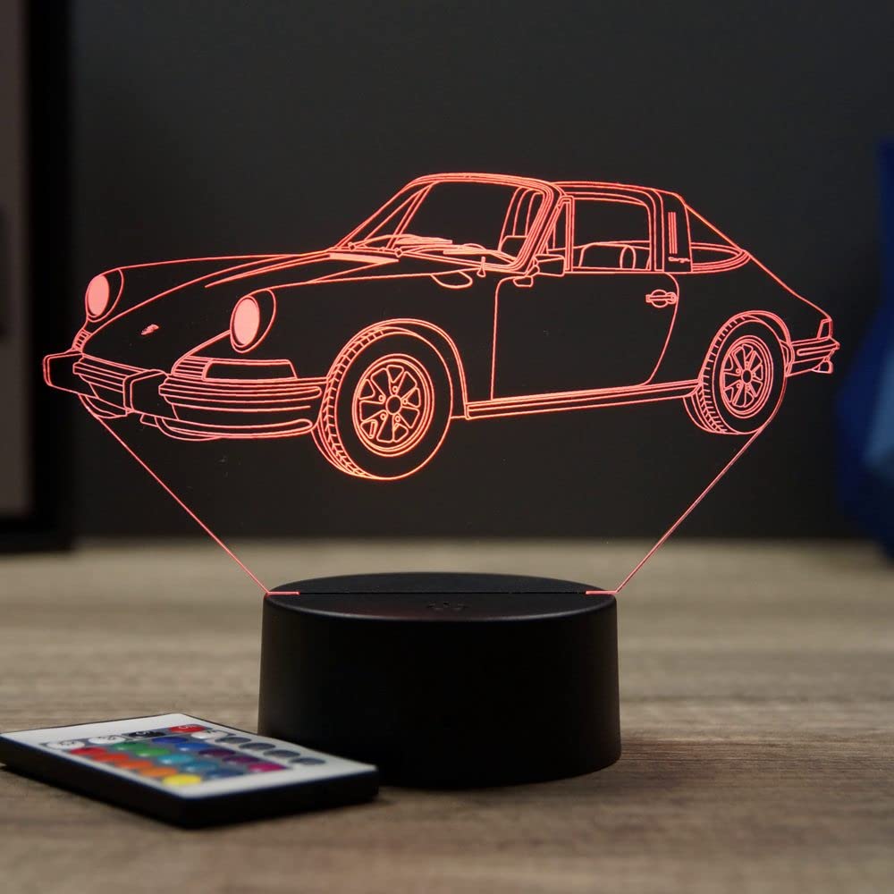 Lampe 911 Targa 1973 16 Couleurs PERSONNALISABLE, Avec Un Nom Ou Un Message, Lampe 3D, Veilleuse Ambiance Chambre, Lampe De Chevet, Porsche 911, Automobile, Voiture De Sport