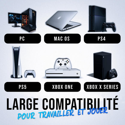 KLIM Chroma Clavier Gamer AZERTY FR - Nouveauté - Silencieux USB - Clavier Filaire Rétroéclairé LED - PC Gaming PS4 PS5 Mac - Noir