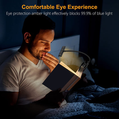 Gritin Lampe de Lecture 19 LED, Liseuse Clip Rechargeable, Protection des Yeux, Gradation en Continu & 3 Couleurs (Ambre/Blanc/Mixte), 360° Cou Flexible, Longue Durée, Portable pour Lire au Lit