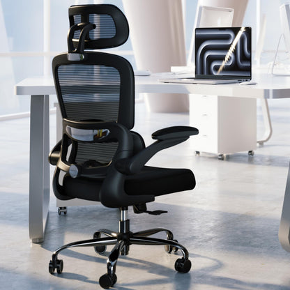 TRALT Chaise de Bureau Ergonomique Mesh - Ordinateur de Bureau avec Roues, Hauteur Réglable, Pivotante, Chaise de Travail (Noir)