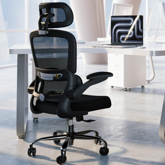 TRALT Chaise de Bureau Ergonomique Mesh - Ordinateur de Bureau avec Roues, Hauteur Réglable, Pivotante, Chaise de Travail (Noir)