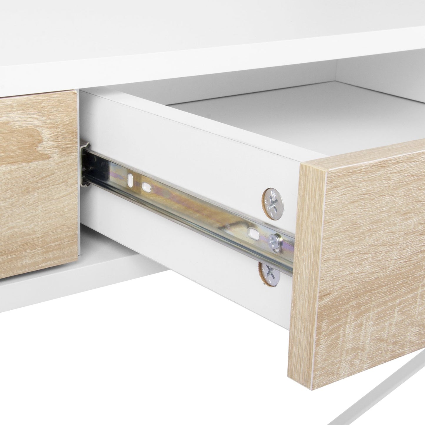 WOLTU Bureau d'ordinateur avec 3 tiroirs, 110x50x75cm, Blanc, Table de Bureau en Acier et MDF, Table de Travail, PC Table