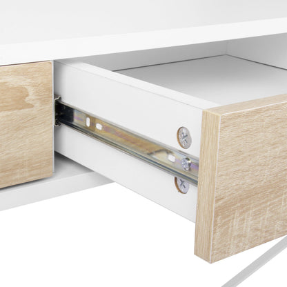 WOLTU Bureau d'ordinateur avec 3 tiroirs, 110x50x75cm, Blanc, Table de Bureau en Acier et MDF, Table de Travail, PC Table