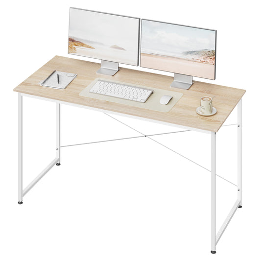 WOLTU Bureau, 140x60 cm, Poste Informatique, Table de Travail, Poste de Travail, Bureau Ordinateur, Cadre en Métal, en Bois d'Ingénierie, pour Chambre, Chêne Clair