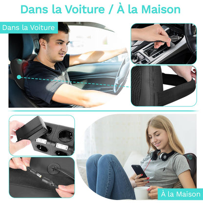 TAKRINK Coussin de Massage Shiatsu 8 Nœuds 3 Vitesses Réglables Rotation Bidirectionnelle Appareil de Massage pour Cou et Cervical Idéal Cadeau Anniversaire Homme Femme