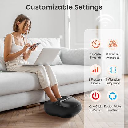 COMFIER Appareil de Massage Des Pieds, Massage Shiatsu des Pieds Avec Fonction de Chaleur, Pétrissage, Roulement et Compression d'air, Masseur de pieds électrique à 3 intensités,Jusqu'à la Pointure 46