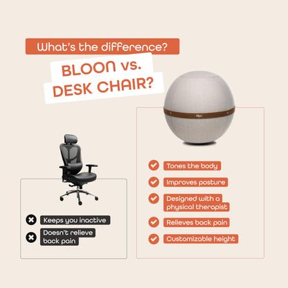Bloon Siège Ballon Bureau Ergonomique 55 cm | Anti Mal de Dos, Anti-dérapant, Anti-tâches & Ultra-résistant | Fait à la Main au Portugal | Couleur Trufa