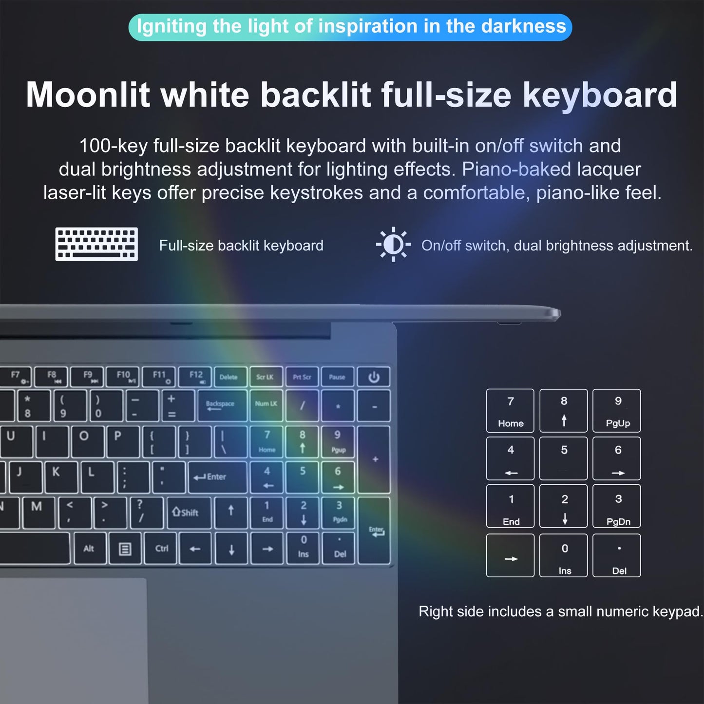 15,6 " Ordinateur portable - 16 Go de RAM 512 Go SSD, pc portable Quad Core N95, Le soutien ordinateur portable Touch ID, WiFi, BT4.2, rétroéclairage du clavier, adapté aux étudiants/entreprises