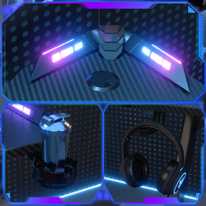 Devoko Bureau Gaming LED 120×60cm, Bureau Gamer avec Lumière RGB, Porte-gobelet et Crochet pour Casque, Table Informatique Ergonomique (Noir,120×60cm)